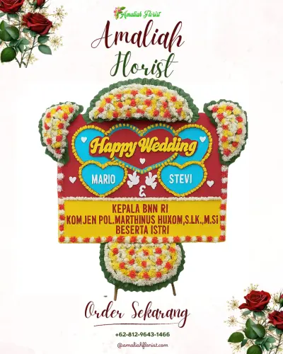 Karangan Papan Bunga Pernikahan di Mlawang
